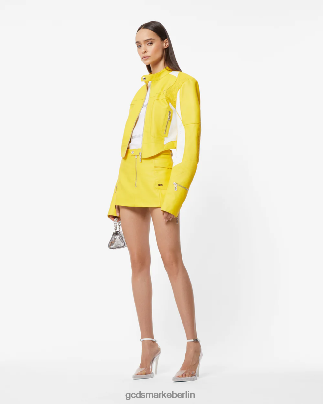 GCDS Frauen Minirock aus SpongeBob-Leder LP42F431 Gelb Kleidung