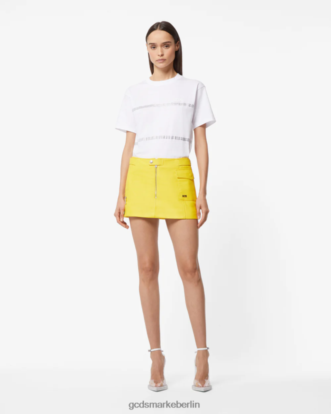 GCDS Frauen Minirock aus SpongeBob-Leder LP42F431 Gelb Kleidung