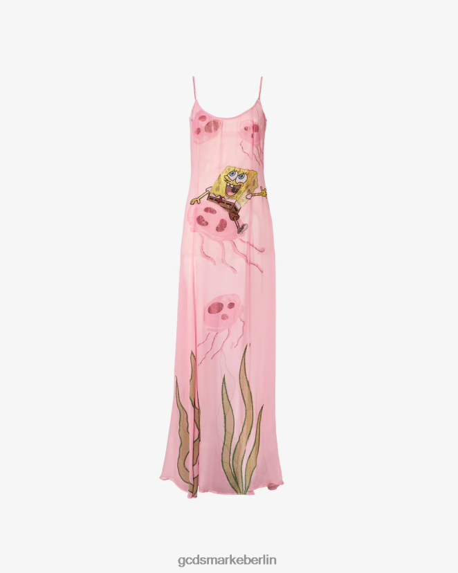 GCDS Frauen Mit Spongebob besticktes Kleid LP42F406 Rosa Kleidung