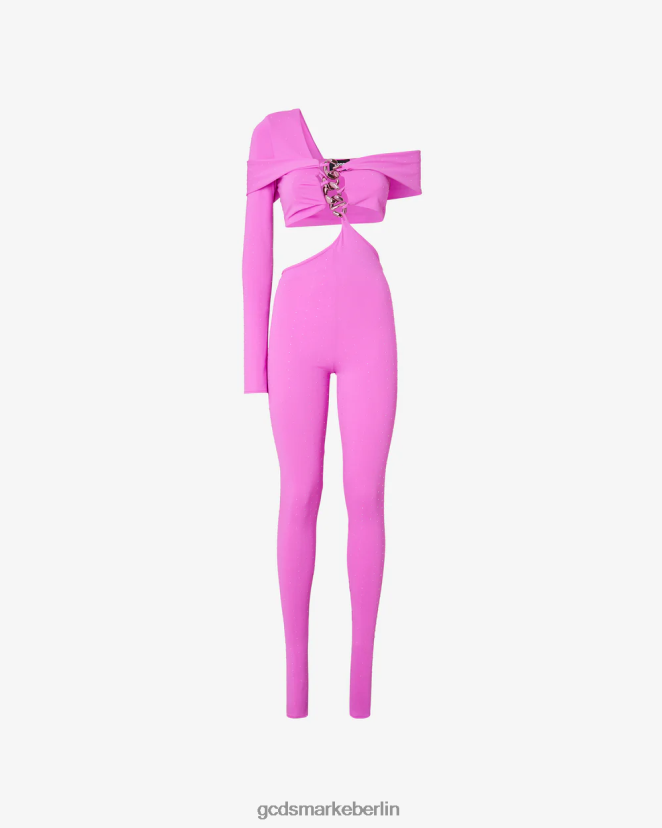 GCDS Frauen Overall mit Logo-Kette LP42F403 Fuchsie Kleidung