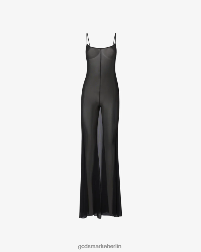 GCDS Frauen durchsichtiges Kleid LP42F397 Schwarz Kleidung