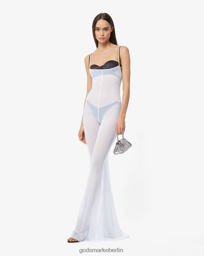 GCDS Frauen durchsichtiges Kleid LP42F398 Weiß Kleidung