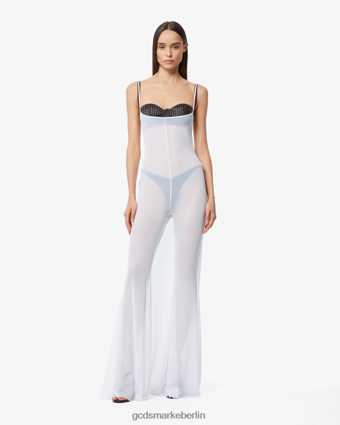GCDS Frauen durchsichtiges Kleid LP42F398 Weiß Kleidung