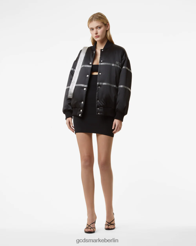 GCDS Frauen Bling-Bomber LP42F312 Schwarz Kleidung