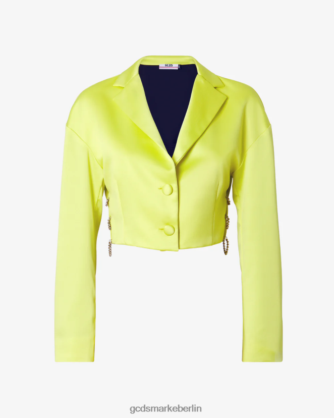 GCDS Frauen Bling-Glanzjacke LP42F317 gelbes Fluo Kleidung