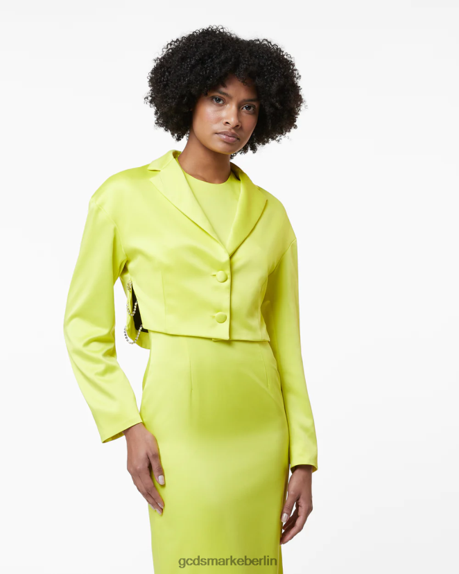 GCDS Frauen Bling-Glanzjacke LP42F317 gelbes Fluo Kleidung