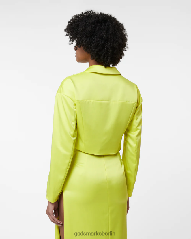 GCDS Frauen Bling-Glanzjacke LP42F317 gelbes Fluo Kleidung