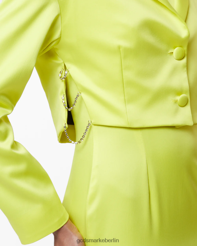 GCDS Frauen Bling-Glanzjacke LP42F317 gelbes Fluo Kleidung