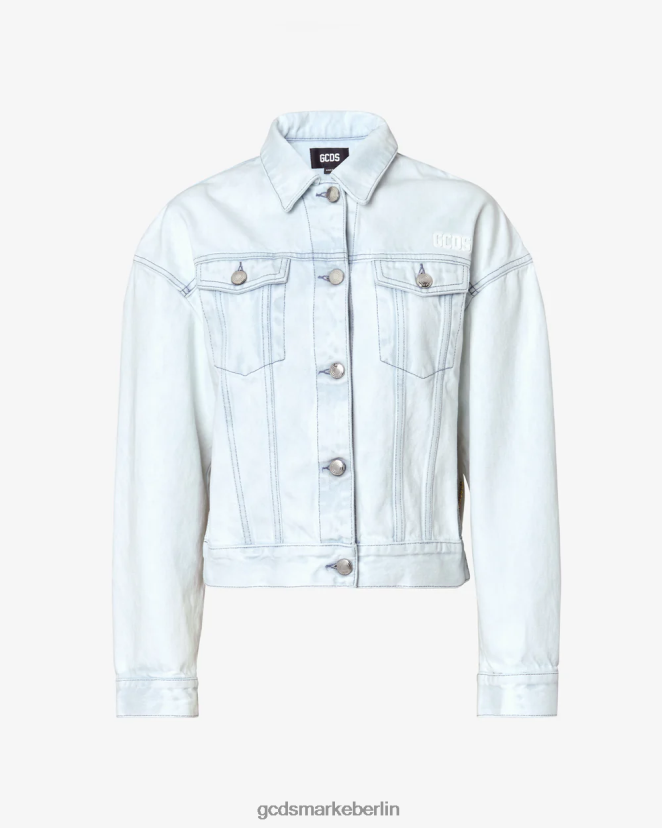 GCDS Frauen Bling-Jeansjacke LP42F320 cremefarben Kleidung