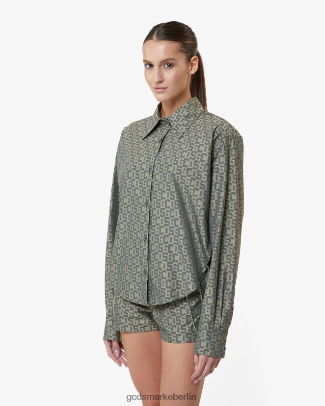 GCDS Frauen Bling-Monogramm-Overshirt LP42F318 Militärgrün Kleidung
