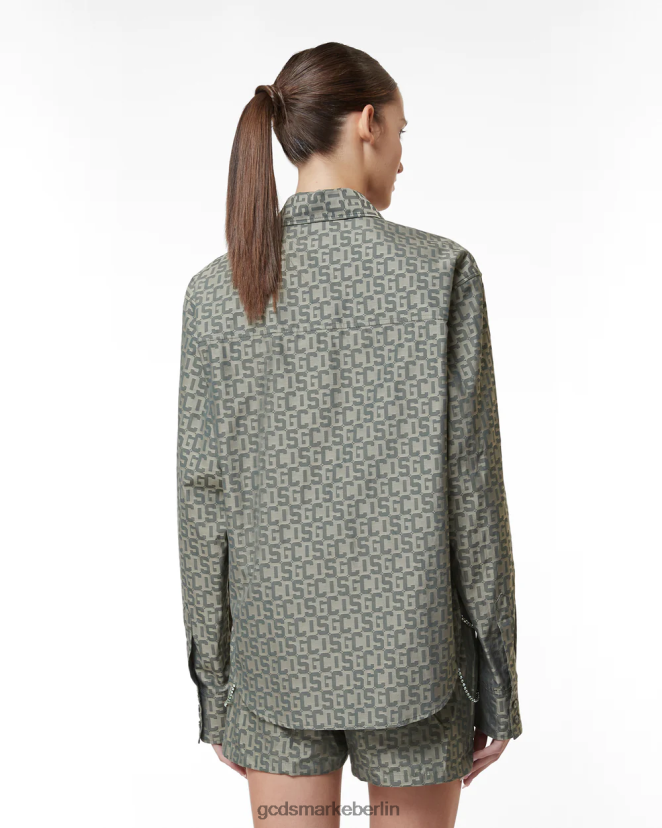 GCDS Frauen Bling-Monogramm-Overshirt LP42F318 Militärgrün Kleidung