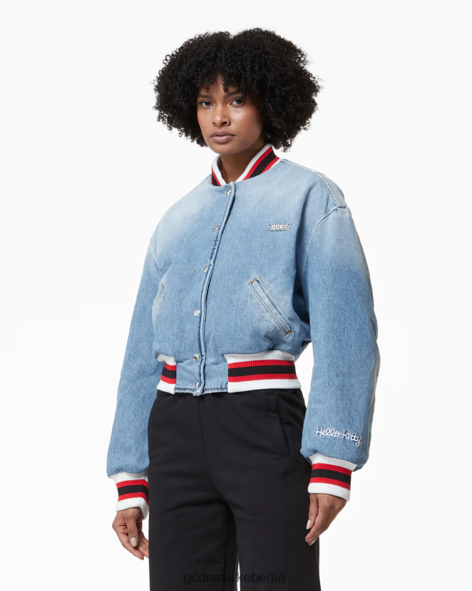 GCDS Frauen Hallo Kitty Denim-Bomberjacke LP42F319 neues hellblau Kleidung