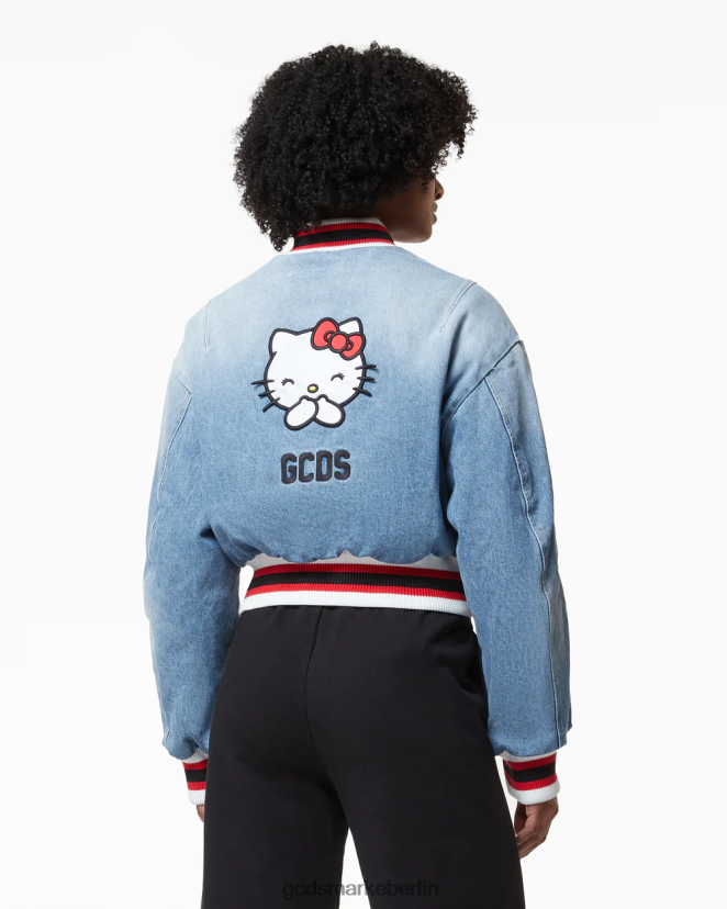 GCDS Frauen Hallo Kitty Denim-Bomberjacke LP42F319 neues hellblau Kleidung