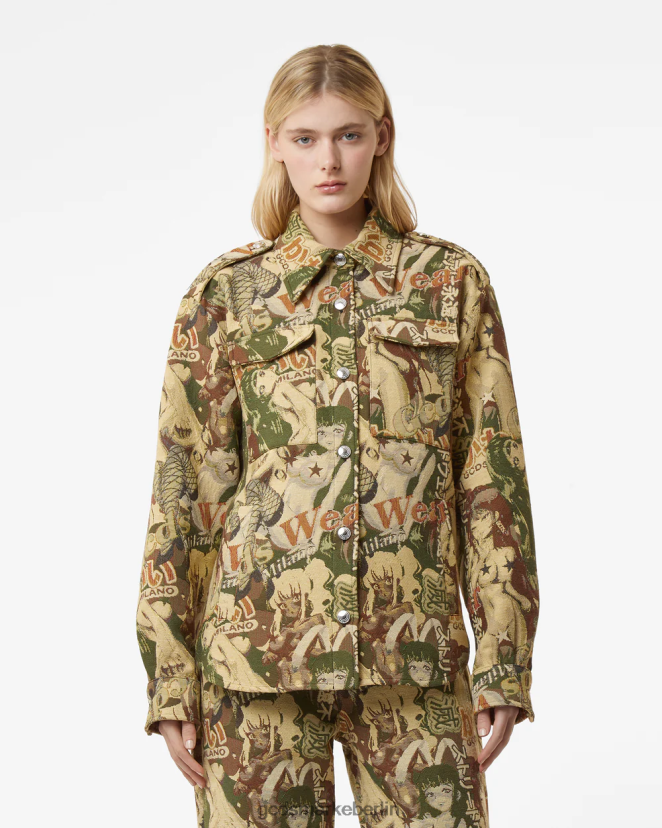 GCDS Frauen Hentai-Überhemd LP42F313 Militärgrün Kleidung