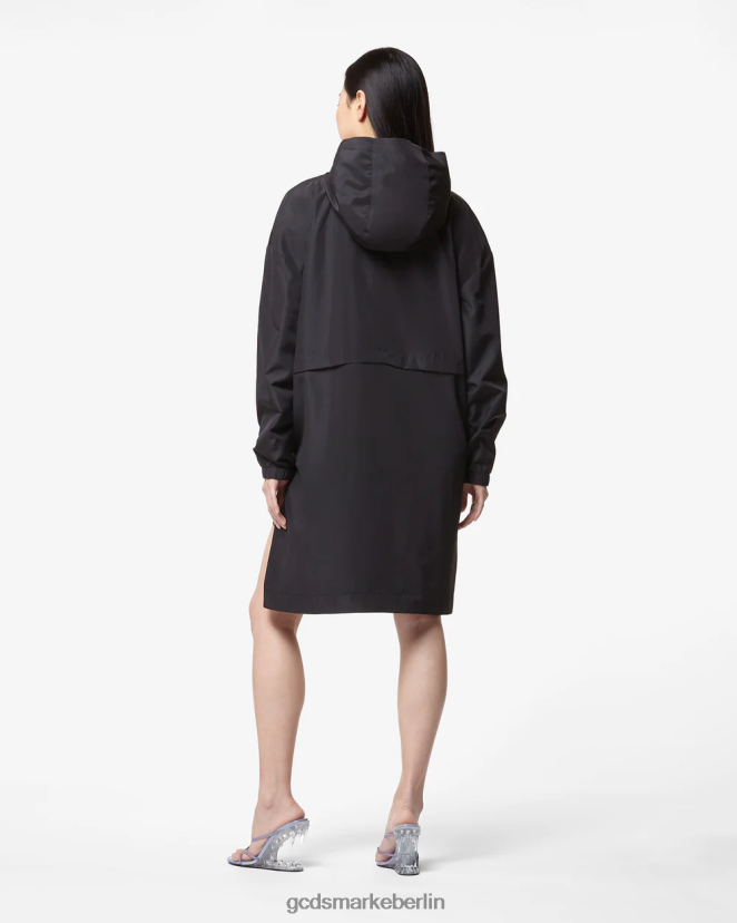 GCDS Frauen Herzförmiger langer Parka LP42F321 Schwarz Kleidung