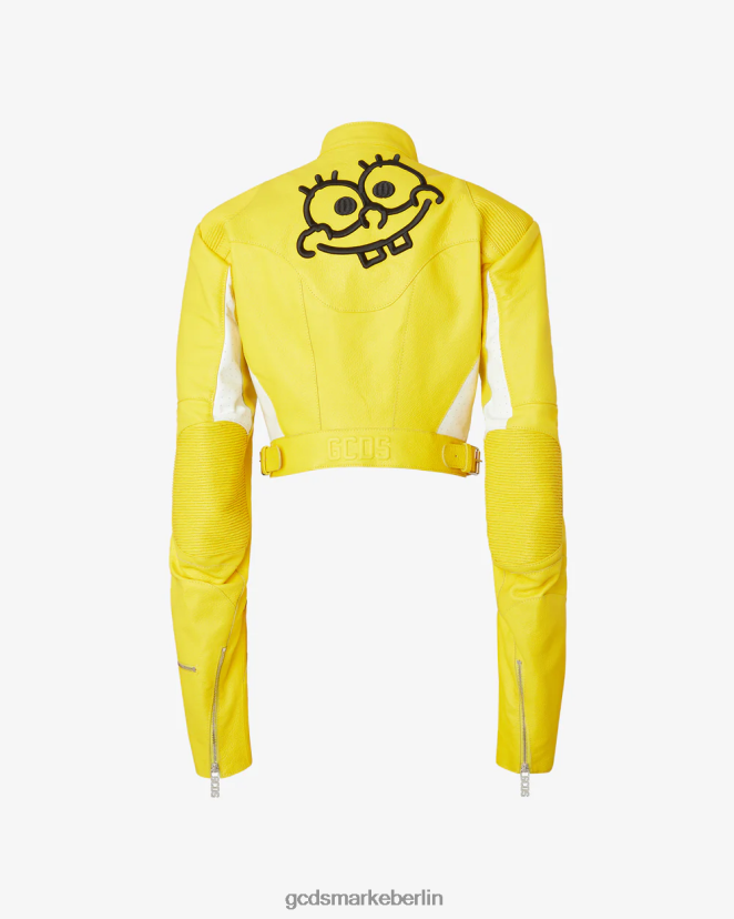 GCDS Frauen Spongebob-Lederjacke LP42F315 Gelb Kleidung