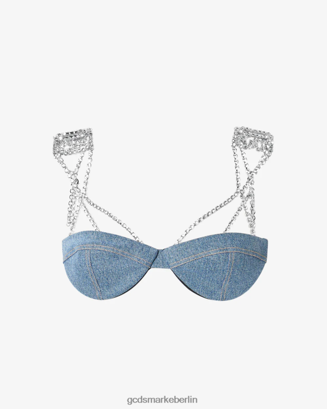 GCDS Frauen Bling-Jeans-BH LP42F377 neues hellblau Kleidung