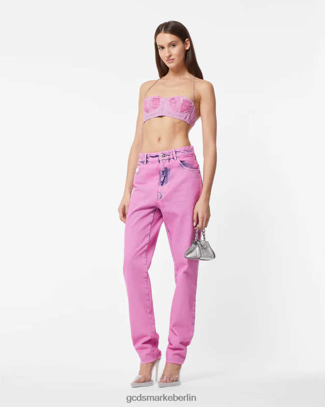 GCDS Frauen Gerippter Jeans-BH LP42F375 Rosa Kleidung