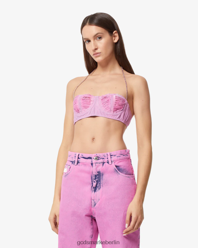GCDS Frauen Gerippter Jeans-BH LP42F375 Rosa Kleidung
