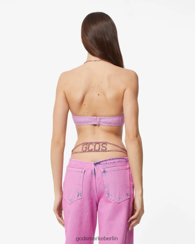 GCDS Frauen Gerippter Jeans-BH LP42F375 Rosa Kleidung
