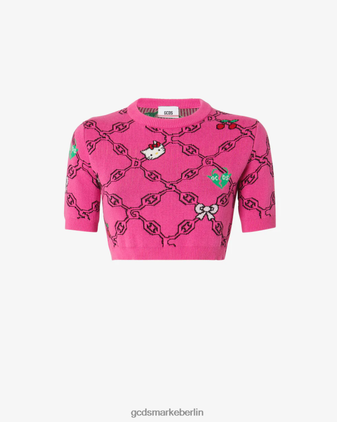 GCDS Frauen „Hello Kitty“-Jacquard-Oberteil LP42F381 Fuchsie Kleidung