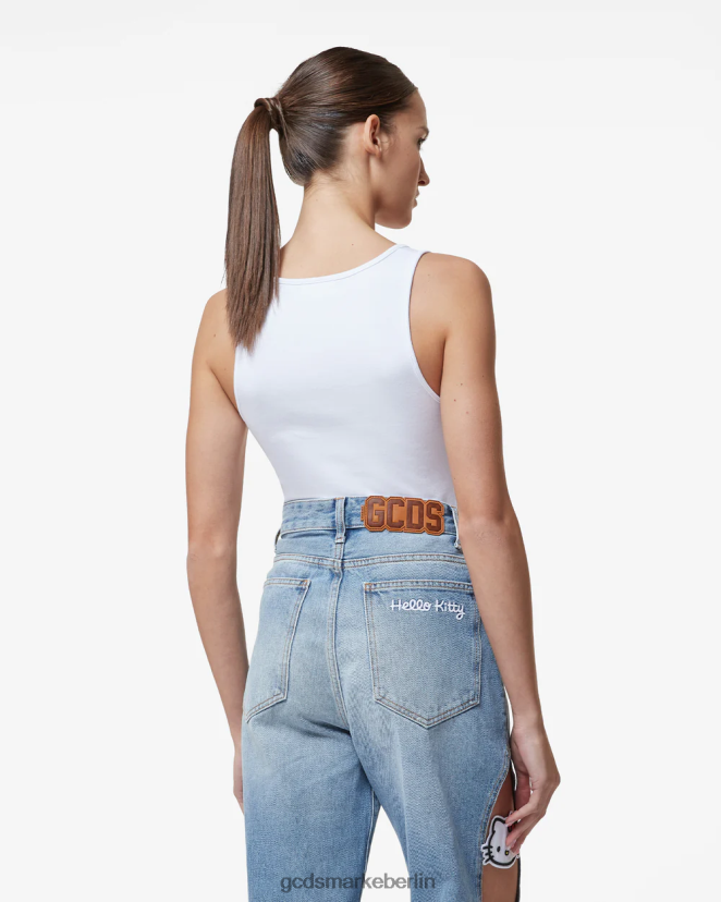 GCDS Frauen Jersey-Body LP42F379 Weiß Kleidung