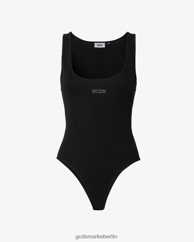 GCDS Frauen Jersey-Body LP42F385 Schwarz Kleidung
