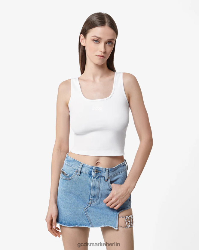 GCDS Frauen Jersey-Oberteil LP42F380 Weiß Kleidung
