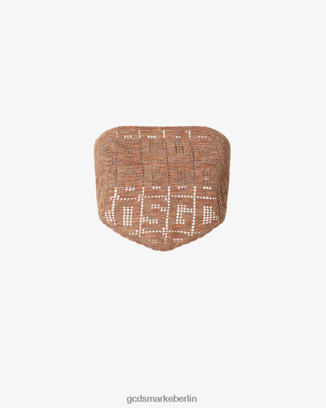 GCDS Frauen Mini-Oberteil aus Makramee mit Monogramm LP42F370 orange Kleidung