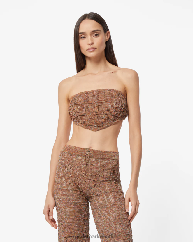 GCDS Frauen Mini-Oberteil aus Makramee mit Monogramm LP42F370 orange Kleidung