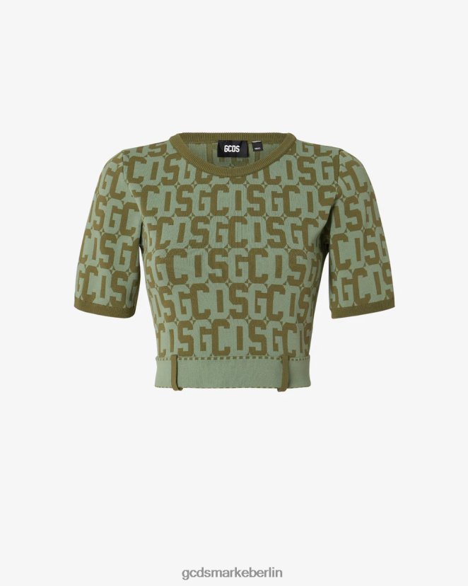GCDS Frauen Oberteil mit Matilda-Monogramm LP42F367 Militärgrün Kleidung