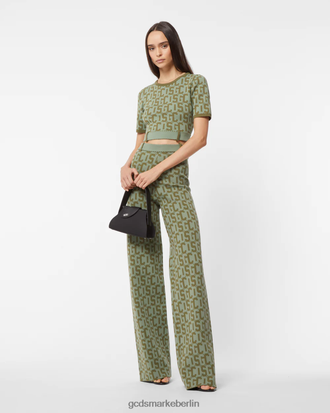 GCDS Frauen Oberteil mit Matilda-Monogramm LP42F367 Militärgrün Kleidung