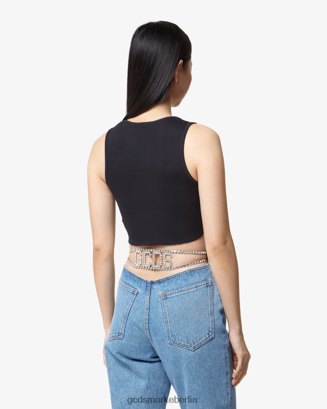 GCDS Frauen Spongebob Don't Care Crop Top LP42F382 Schwarz Kleidung