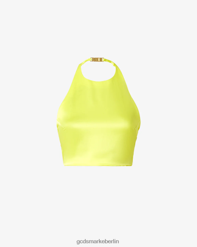 GCDS Frauen glitzerndes, glänzendes Oberteil LP42F372 gelbes Fluo Kleidung