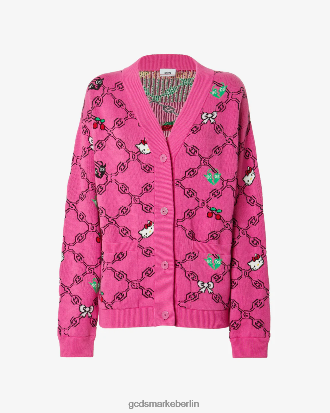 GCDS Frauen „Hello Kitty“-Jacquard-Cardigan LP42F336 Fuchsie Kleidung