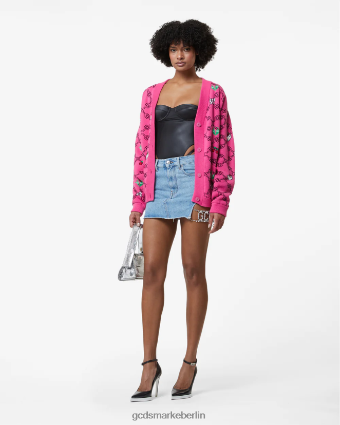 GCDS Frauen „Hello Kitty“-Jacquard-Cardigan LP42F336 Fuchsie Kleidung