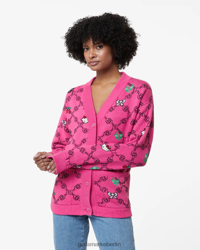 GCDS Frauen „Hello Kitty“-Jacquard-Cardigan LP42F336 Fuchsie Kleidung