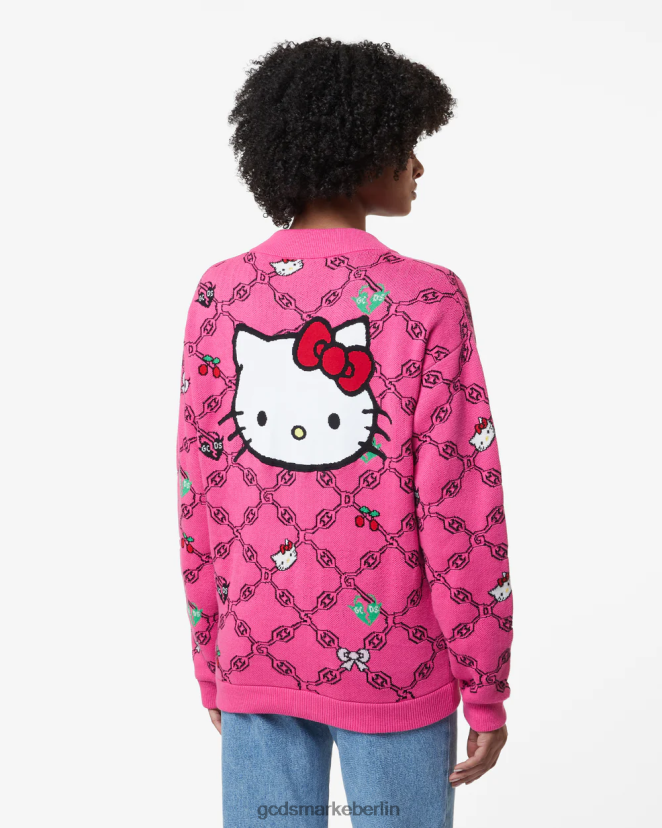 GCDS Frauen „Hello Kitty“-Jacquard-Cardigan LP42F336 Fuchsie Kleidung