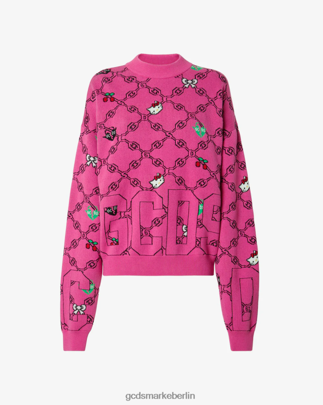 GCDS Frauen „Hello Kitty“-Jacquardpullover LP42F335 Fuchsie Kleidung