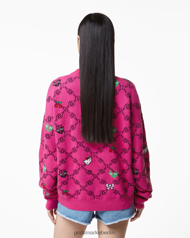 GCDS Frauen „Hello Kitty“-Jacquardpullover LP42F335 Fuchsie Kleidung