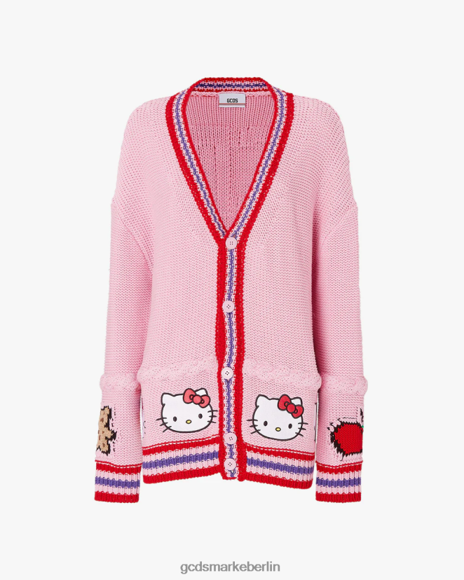 GCDS Frauen Hello Kitty bestickte Strickjacke LP42F333 Rosa Kleidung