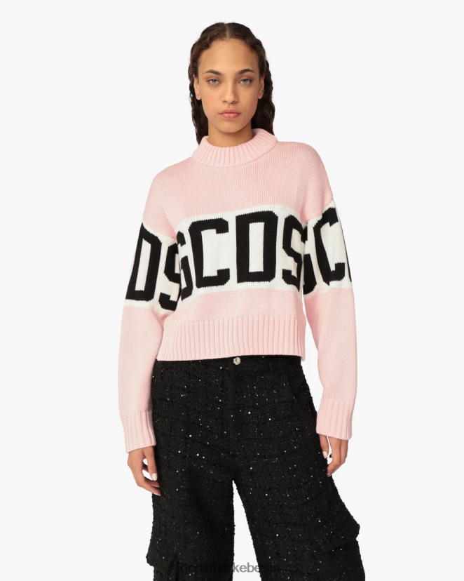 GCDS Frauen Kastenförmiger Pullover mit Logoband LP42F338 Rosa Kleidung