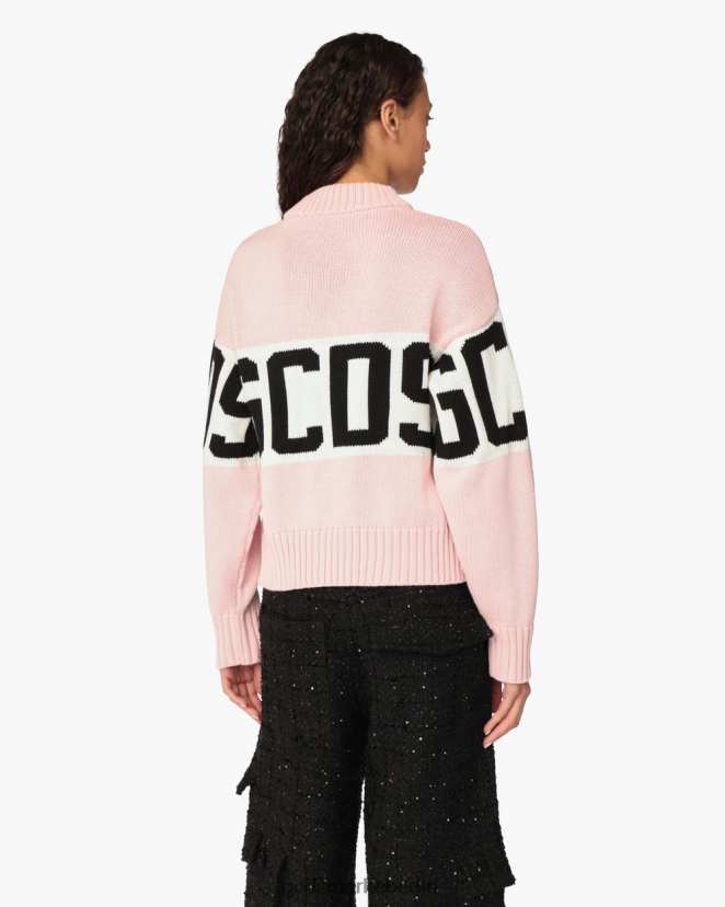 GCDS Frauen Kastenförmiger Pullover mit Logoband LP42F338 Rosa Kleidung