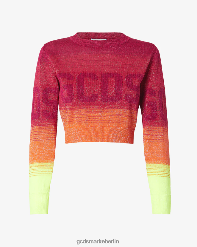 GCDS Frauen Kurzer Pullover mit Lurex-Degradierung LP42F329 Fuchsie Kleidung