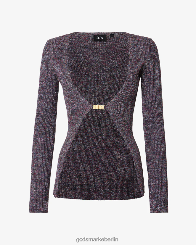 GCDS Frauen Lurex-Melange-Cardigan mit Logo-Clip LP42F337 Mehrfarbig Kleidung