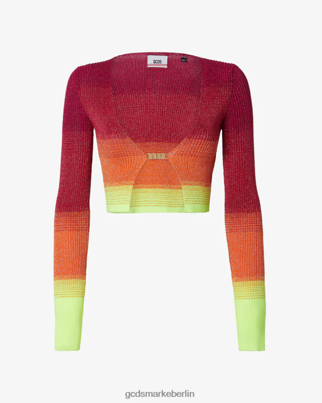 GCDS Frauen Mini-Cardigan mit Lurex-Degradierung LP42F330 Fuchsie Kleidung