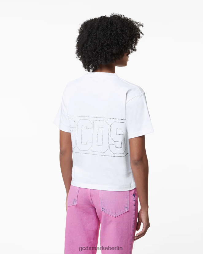 GCDS Frauen Bling-Logo-T-Shirt LP42F358 Weiß Kleidung