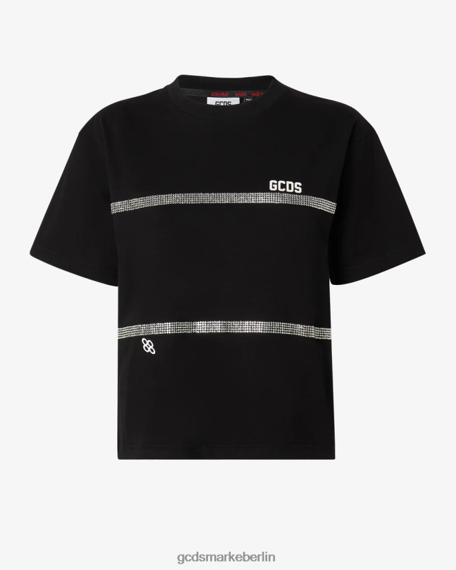 GCDS Frauen Bling-T-Shirt LP42F356 Schwarz Kleidung