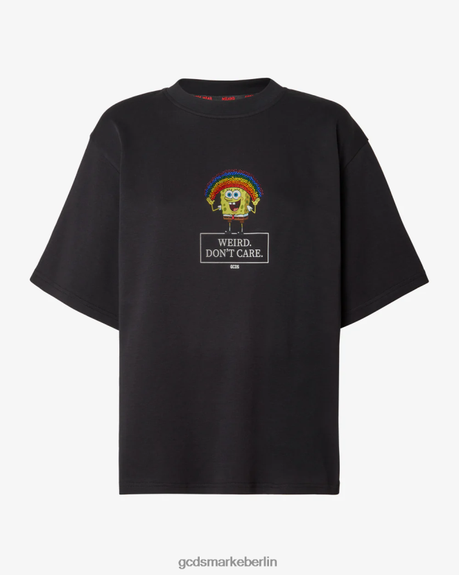 GCDS Frauen Spongebob ist mir egal, T-Shirt LP42F362 Schwarz Kleidung