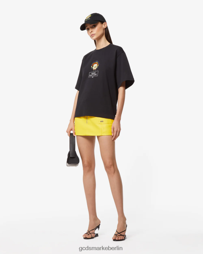 GCDS Frauen Spongebob ist mir egal, T-Shirt LP42F362 Schwarz Kleidung